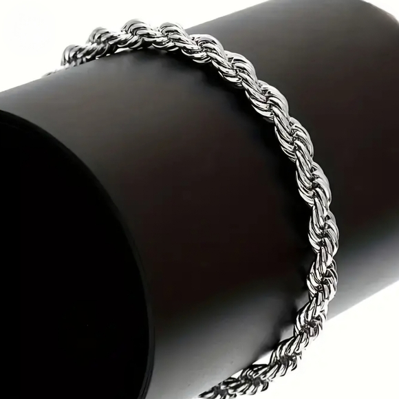 Rope Necklace & Bracelet Set Sterling Silver 4mm - Picture 4 of 4